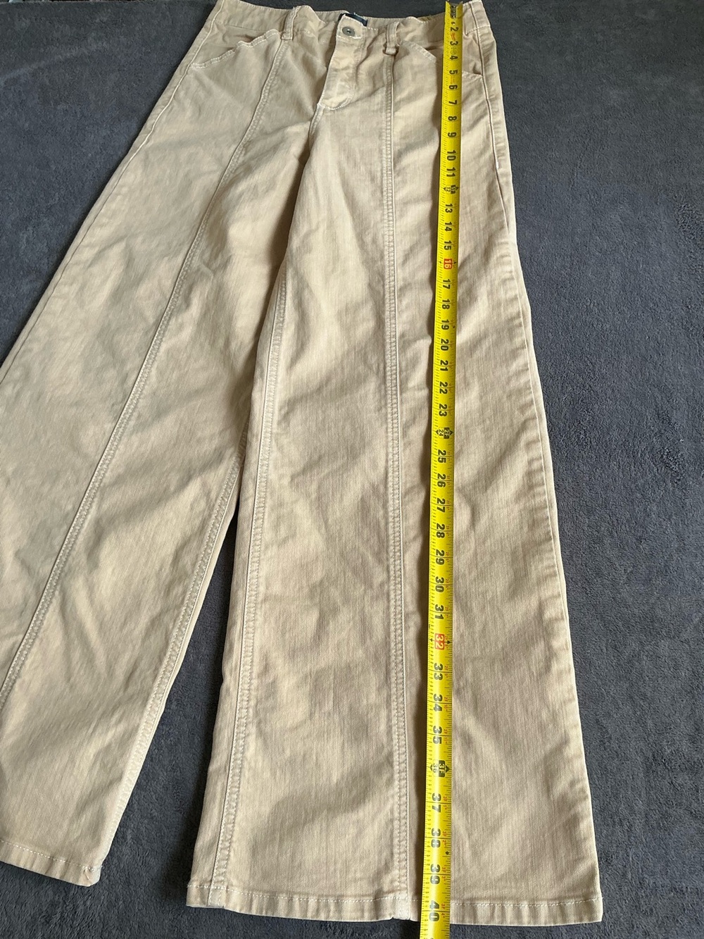 Maeve by Anthropologie Wide Leg Crop Seamed Pants Khaki Tan Size 29 - Picture 9 of 12